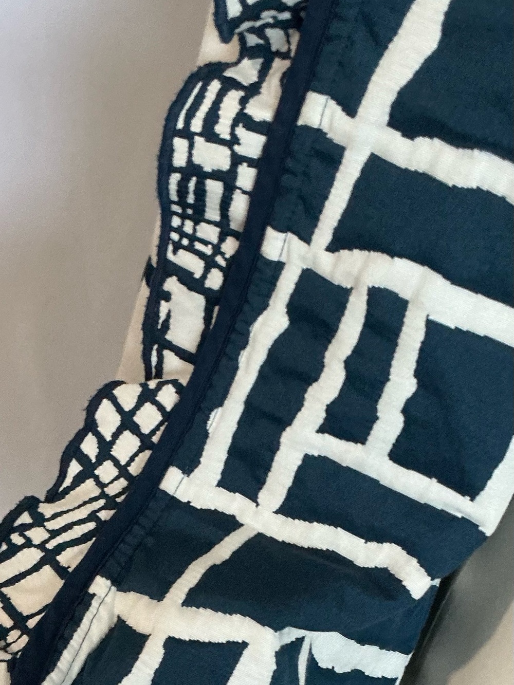 Trimdin Navy Ivory Reversible Ruffle Artisan Jacket Geometric - Picture 9 of 13